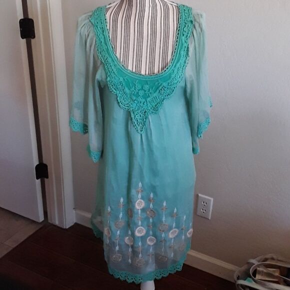 Hazel Boho Green Embroidered Boho Tunic Fairycore Romantic Festival Cott… - Picture 2 of 7